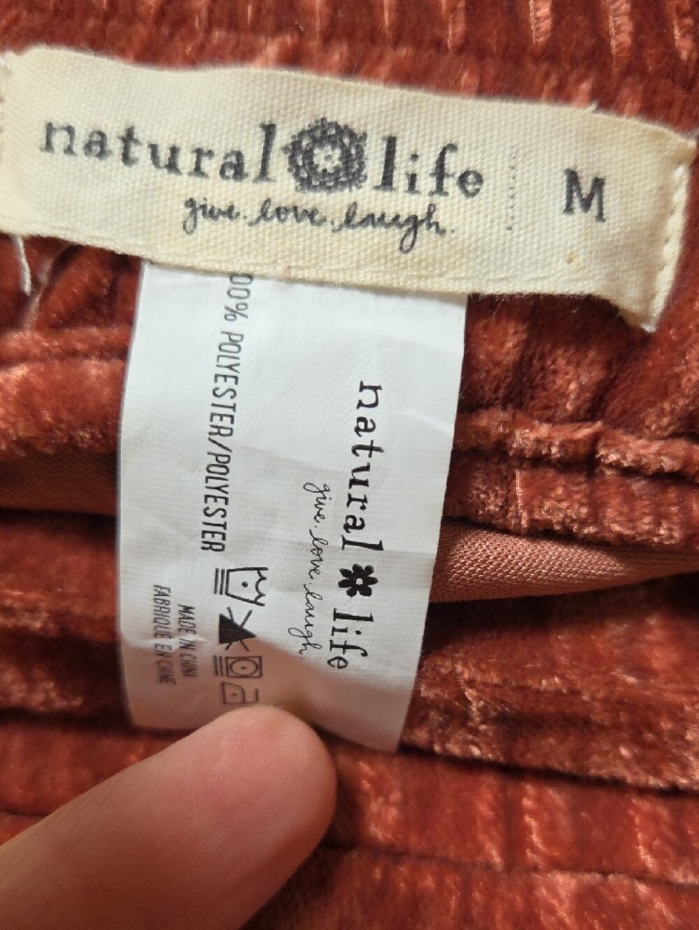 NATURAL LIFE Rust Velvet Tiered Flare Pants Sz Med - Picture 2 of 5